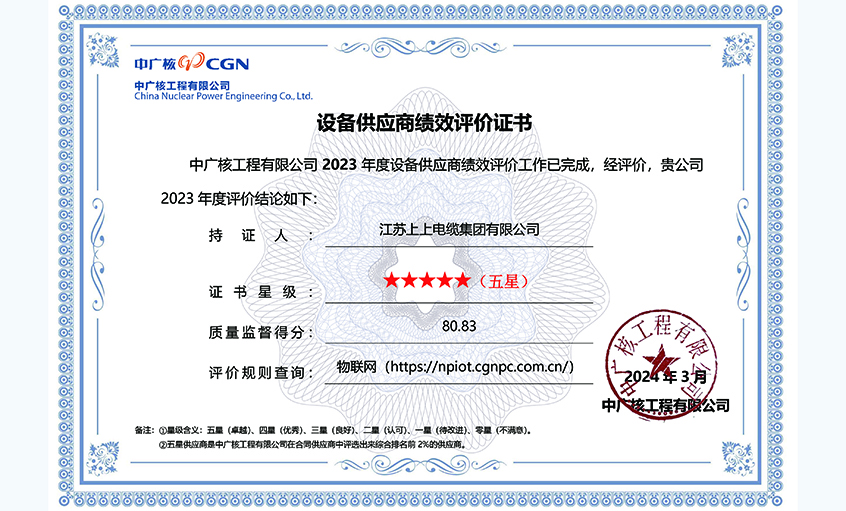 壹定发再次获评中广核工程有限公司年度五星供应商